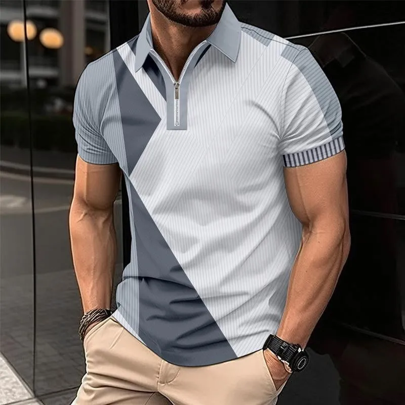 Men's Casual Colorblock Printed Lapel Short-Sleeved Polo Shirt 17894737Y sold by Manly product image thumbnail 5