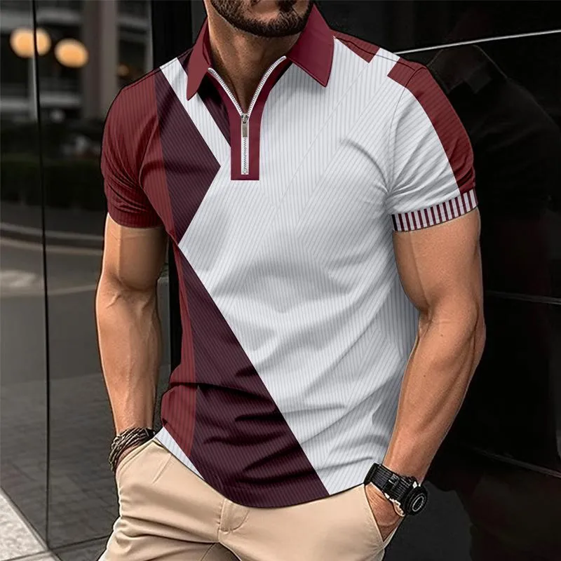 Men's Casual Colorblock Printed Lapel Short-Sleeved Polo Shirt 17894737Y sold by Manly product image thumbnail 4