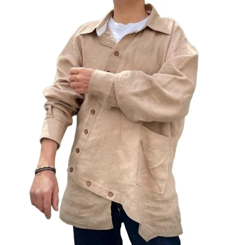 Men's Vintage Casual Pocket Long Sleeve Shirt 70200603TO sold by Manly