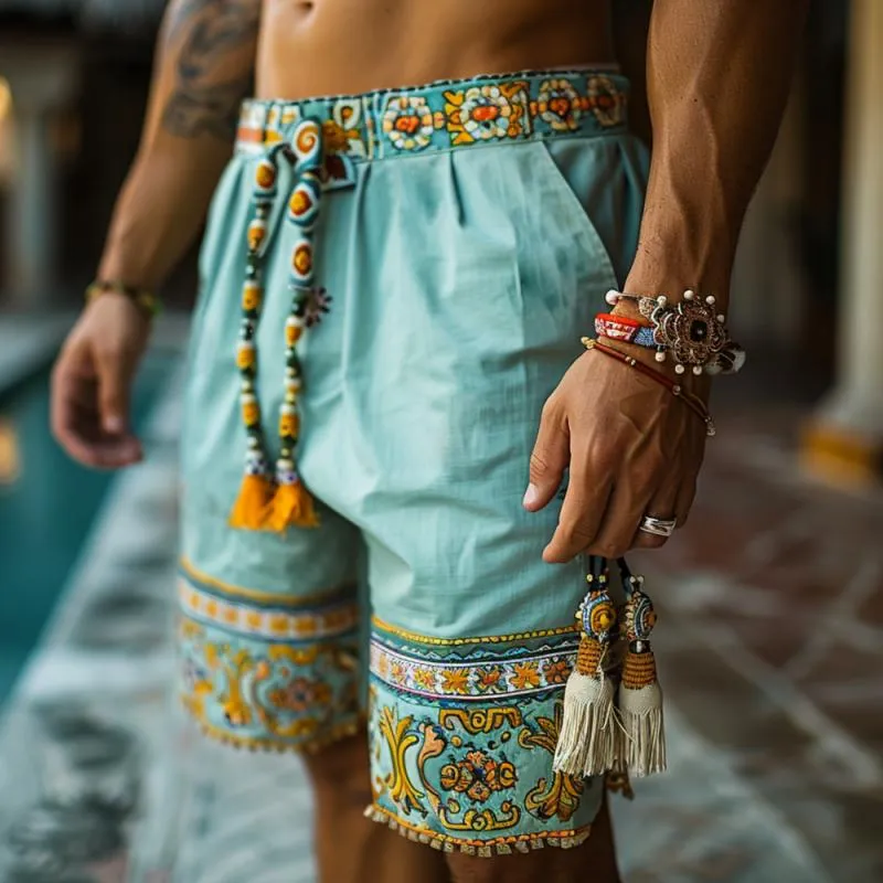 Men's Retro Ethnic Print Elastic Waist Shorts 95507728M sold by Manly product image thumbnail 2