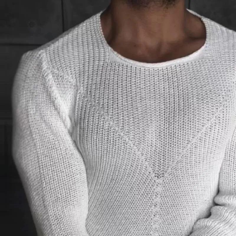 Men's Retro Casual Solid Color Round Neck Hollow Knit Sweater 48243926TO sold by Manly product image thumbnail 3