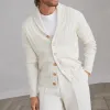 Men's Casual Lapel Single-breasted Slim Fit Knitted Cardigan 61416457M sold by Manly