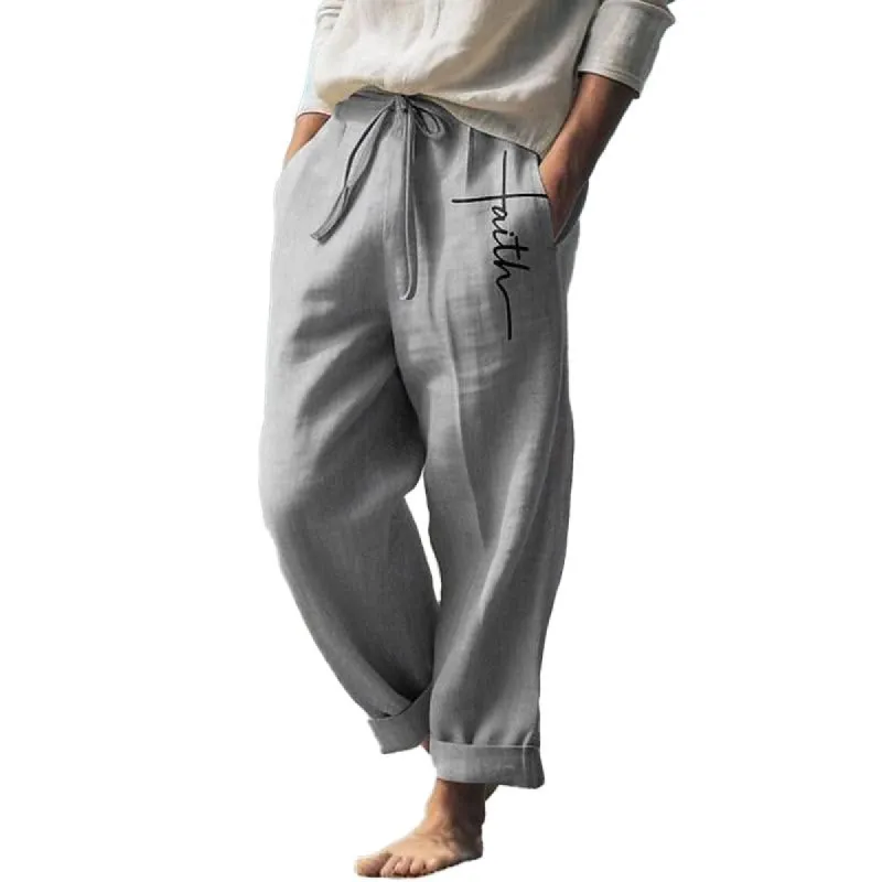 Men's Casual Letter Print Drawstring Straight Trousers 70524199Y sold by Manly