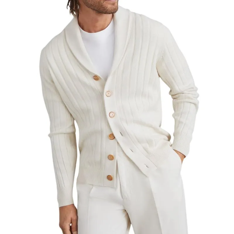 Men's Casual Lapel Single-breasted Slim Fit Knitted Cardigan 61416457M sold by Manly