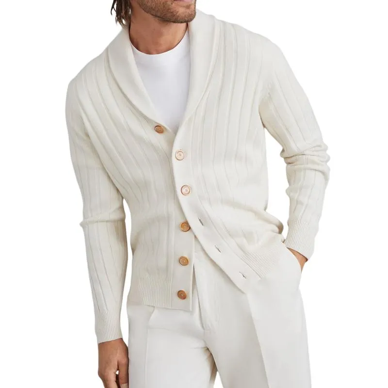 Men's Casual Lapel Single-breasted Slim Fit Knitted Cardigan 61416457M sold by Manly