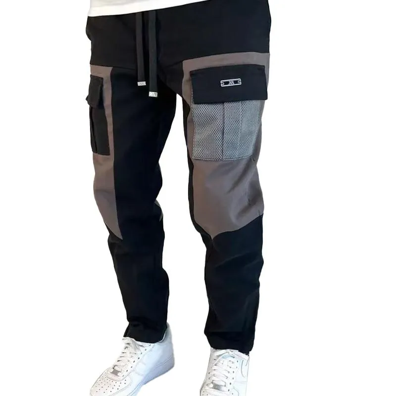 Men's Fashion Colorblock Multi-pocket Elastic Waist Cargo Pants 15484417Z sold by Manly