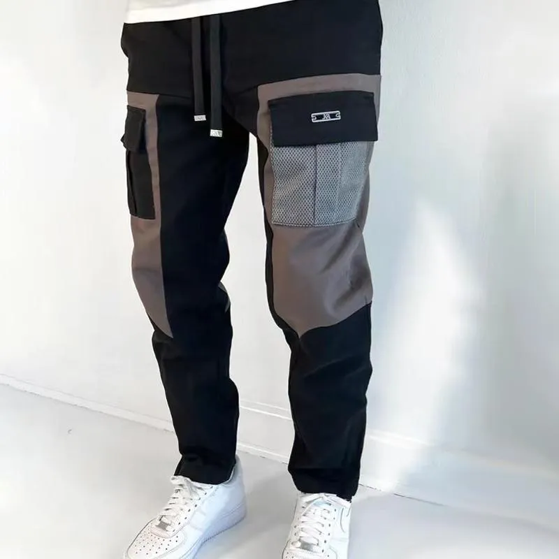 Men's Fashion Colorblock Multi-pocket Elastic Waist Cargo Pants 15484417Z sold by Manly product image thumbnail 2