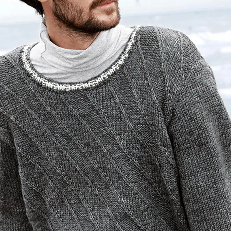 Men's Casual Colorblock Round Neck Textured Knitted Sweater 87854568X sold by Manly product image thumbnail 3