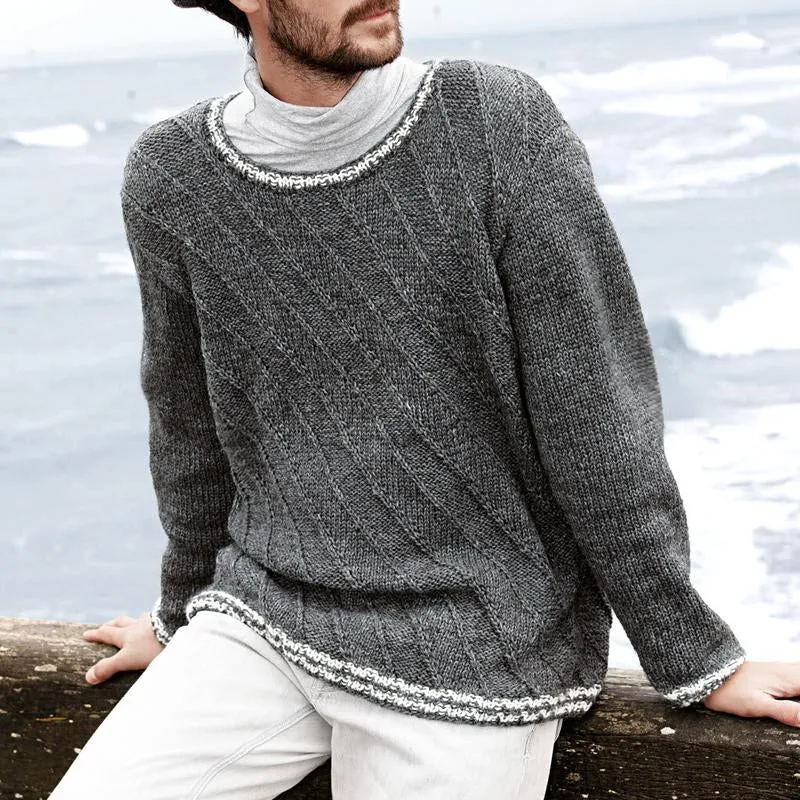 Men's Casual Colorblock Round Neck Textured Knitted Sweater 87854568X sold by Manly product image thumbnail 2