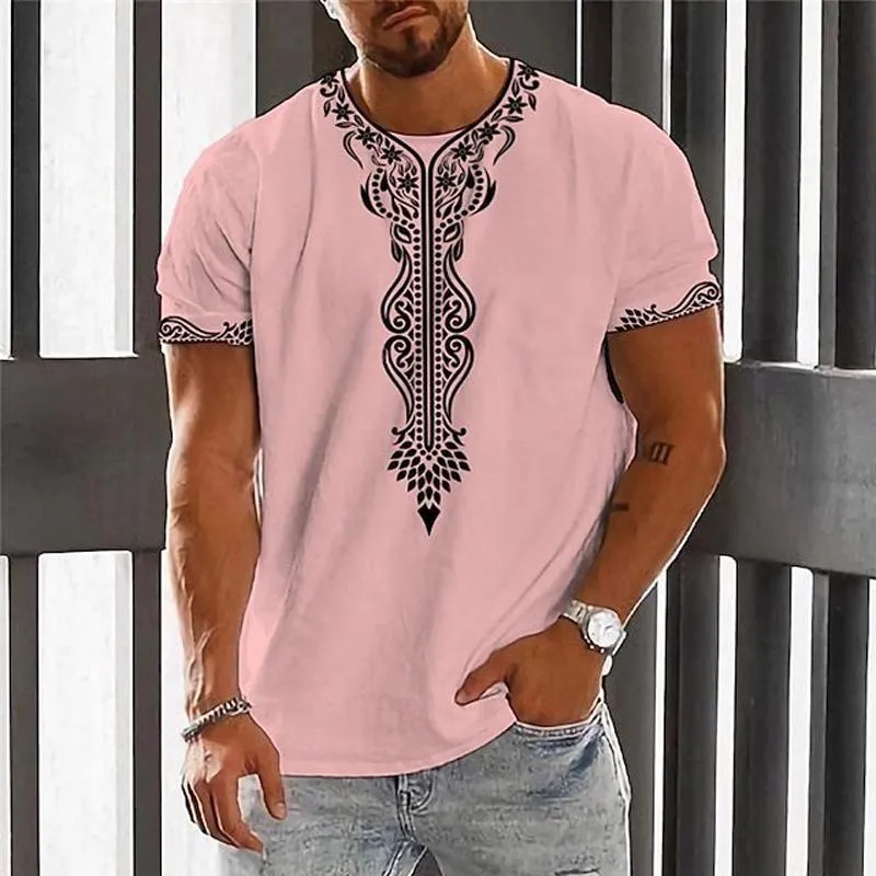 Men's Vintage Printed Round Neck Loose Short Sleeve T-Shirt 49599926X sold by Manly product image thumbnail 4