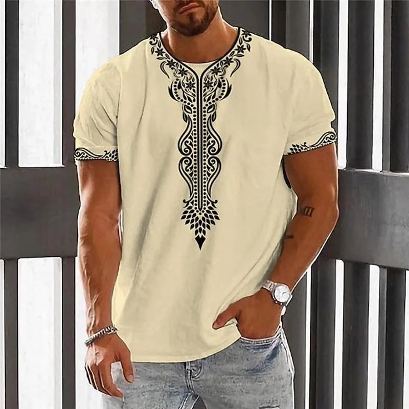 Men's Vintage Printed Round Neck Loose Short Sleeve T-Shirt 49599926X sold by Manly product image thumbnail 2