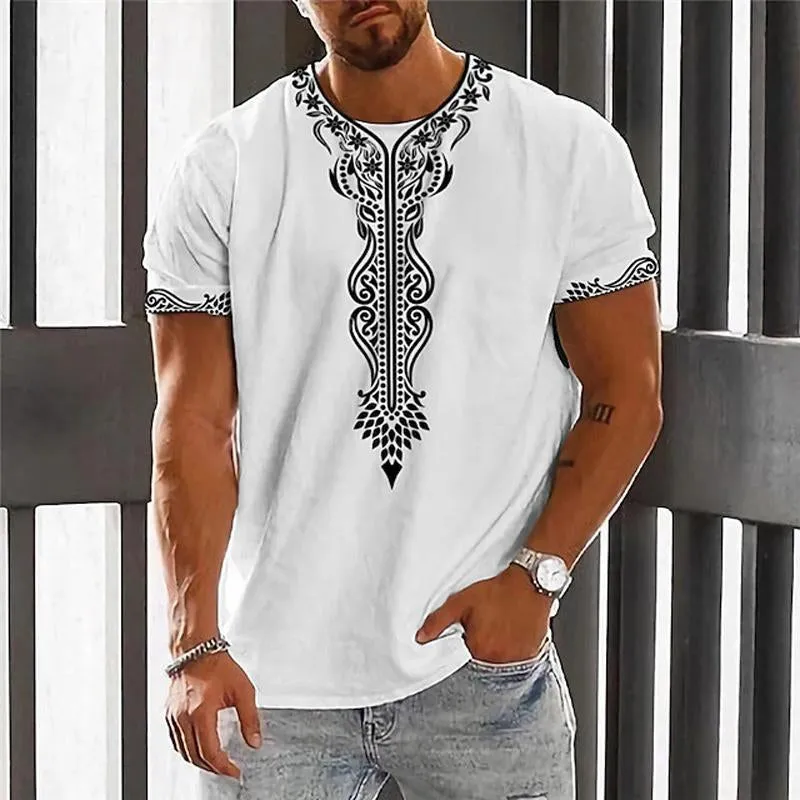 Men's Vintage Printed Round Neck Loose Short Sleeve T-Shirt 49599926X sold by Manly product image thumbnail 3