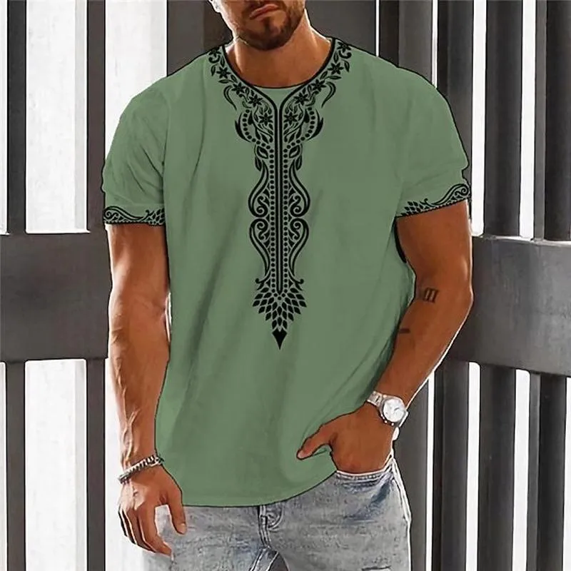 Men's Vintage Printed Round Neck Loose Short Sleeve T-Shirt 49599926X sold by Manly product image thumbnail 5