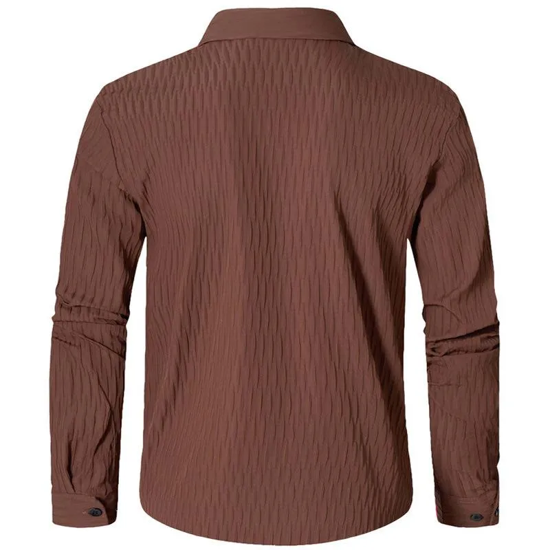 Men's Vintage Texture Solid Color Casual Long-sleeved Shirt 57012627X sold by Manly product image thumbnail 3