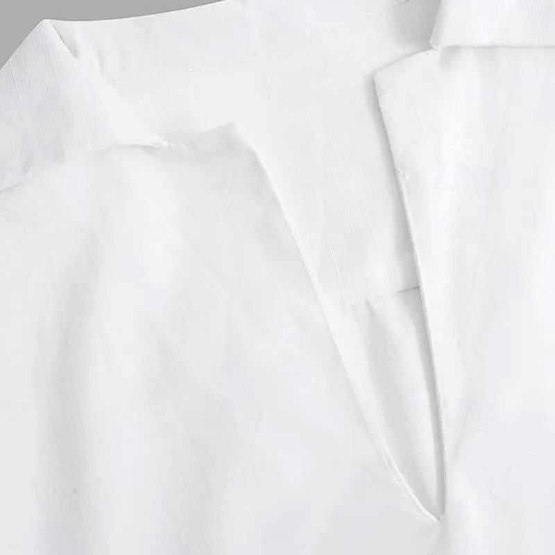 Men's Slub Cotton Long Sleeve Pullover Lapel Shirt 72135167X sold by Manly product image thumbnail 5