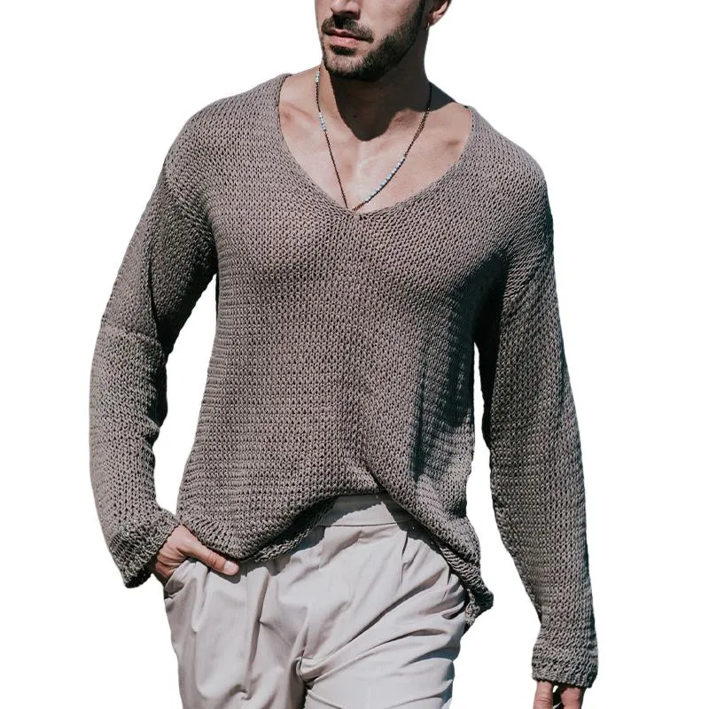 Men's Knitted Crew Neck Casual Long Sleeve Sweater 89581144X sold by Manly