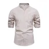 Men's Casual Striped Slim Stand Collar Long Sleeve Shirt 98424653M sold by Manly
