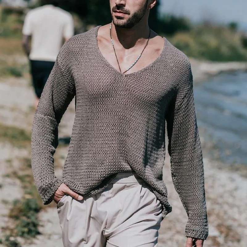 Men's Knitted Crew Neck Casual Long Sleeve Sweater 89581144X sold by Manly product image thumbnail 4