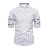 Men's Casual Striped Slim Stand Collar Long Sleeve Shirt 98424653M sold by Manly