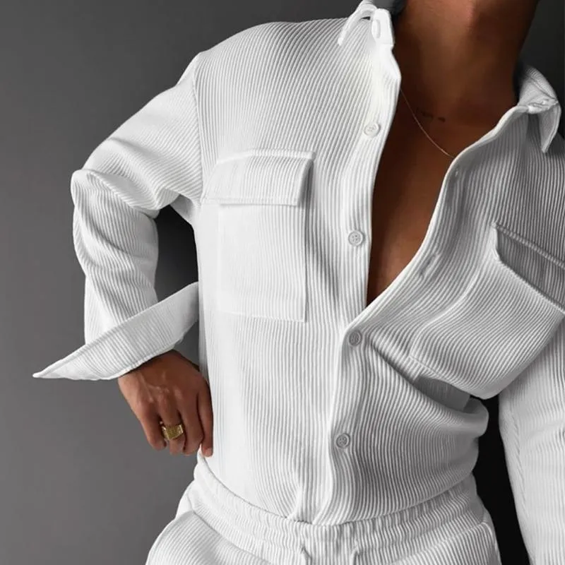 Men's Casual Retro Solid Color Striped Long Sleeve Shirt 33308885TO sold by Manly product image thumbnail 5