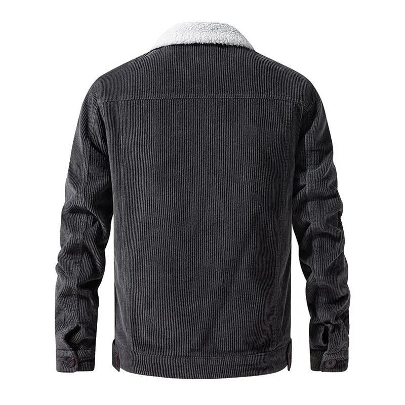 Men's Fleece Corduroy Lapel Single Breasted Casual Jacket 81395055Z sold by Manly product image thumbnail 2