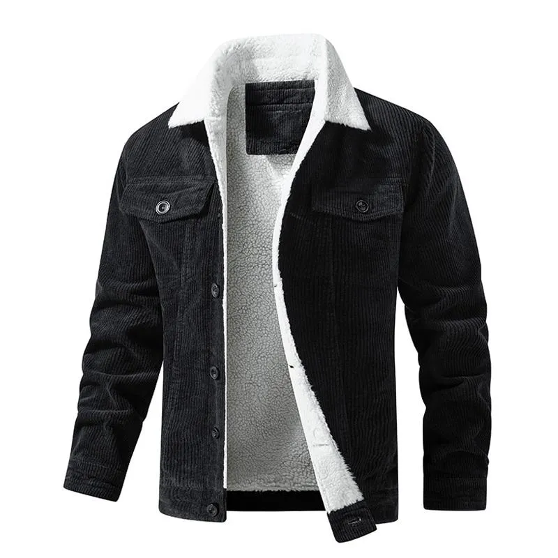 Men's Fleece Corduroy Lapel Single Breasted Casual Jacket 81395055Z sold by Manly product image thumbnail 3