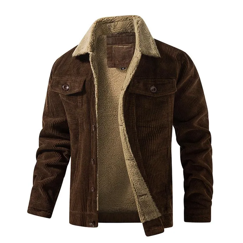 Men's Fleece Corduroy Lapel Single Breasted Casual Jacket 81395055Z sold by Manly product image thumbnail 5