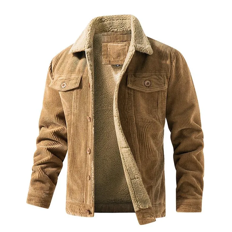 Men's Fleece Corduroy Lapel Single Breasted Casual Jacket 81395055Z sold by Manly product image thumbnail 4