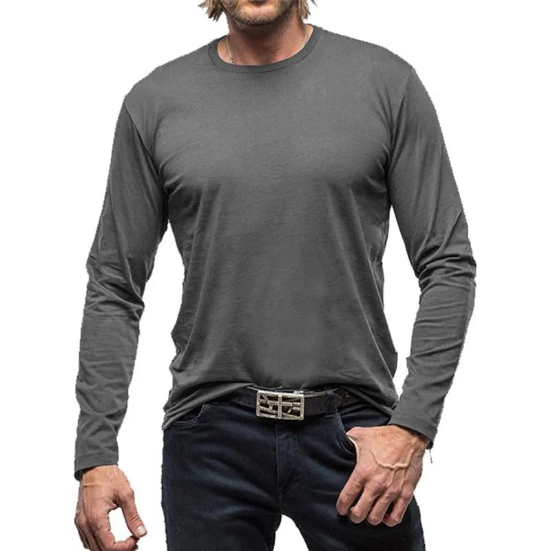 Men's Casual Solid Color Round Neck Long Sleeve T-Shirt 46588238M sold by Manly product image thumbnail 4