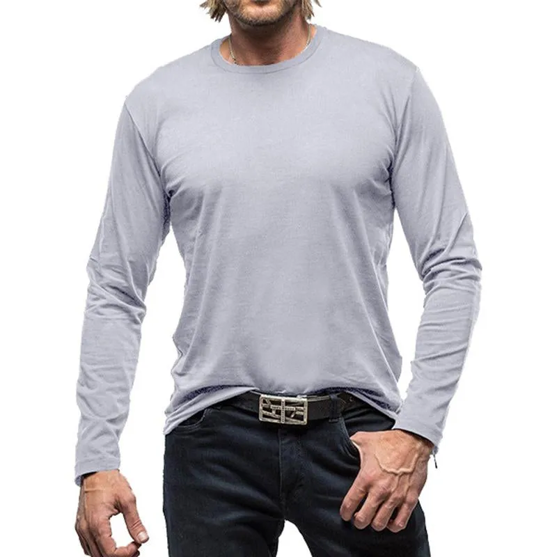 Men's Casual Solid Color Round Neck Long Sleeve T-Shirt 46588238M sold by Manly product image thumbnail 3