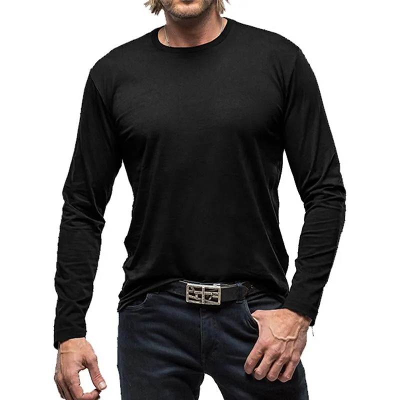 Men's Casual Solid Color Round Neck Long Sleeve T-Shirt 46588238M sold by Manly product image thumbnail 2