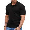 Men's Solid Lapel Short Sleeve Casual Polo Shirt 46902851Z sold by Manly