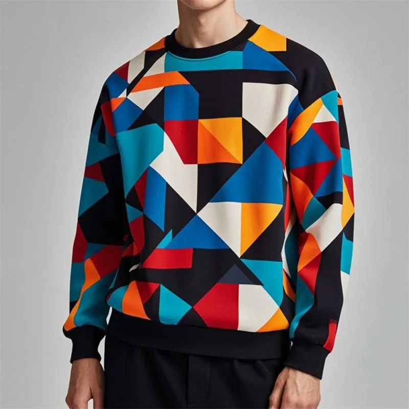 Men's Geometric Print Crew Neck Long Sleeve Sweatshirt 86189758Y sold by Manly product image thumbnail 2