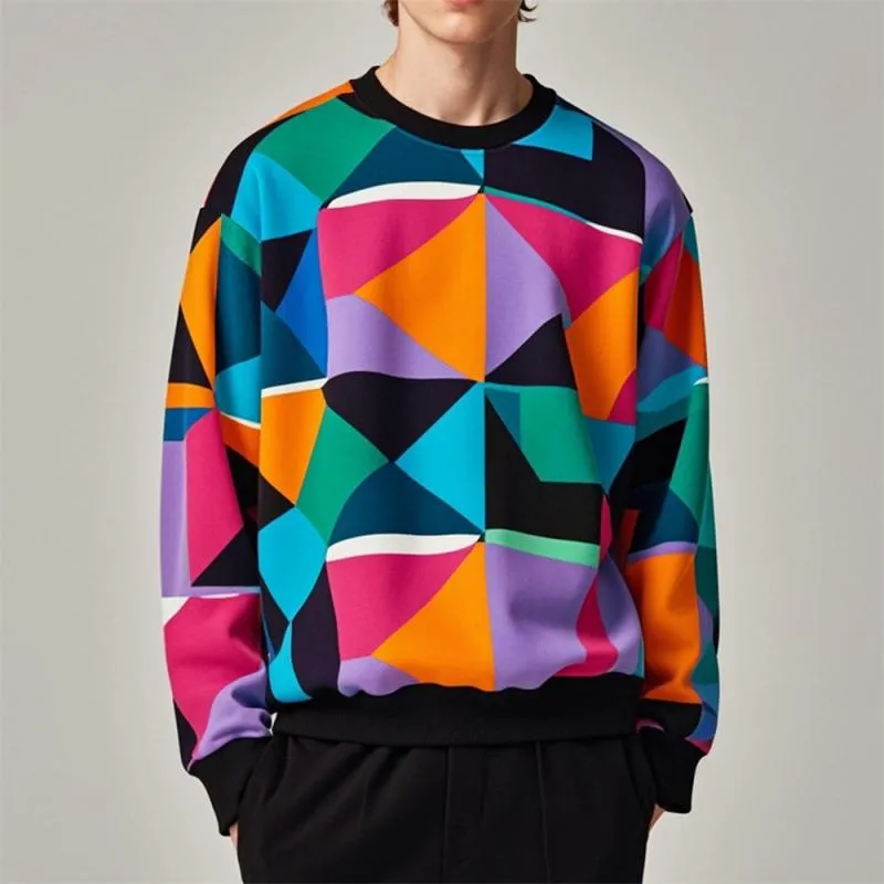 Men's Geometric Print Crew Neck Long Sleeve Sweatshirt 86189758Y sold by Manly product image thumbnail 4