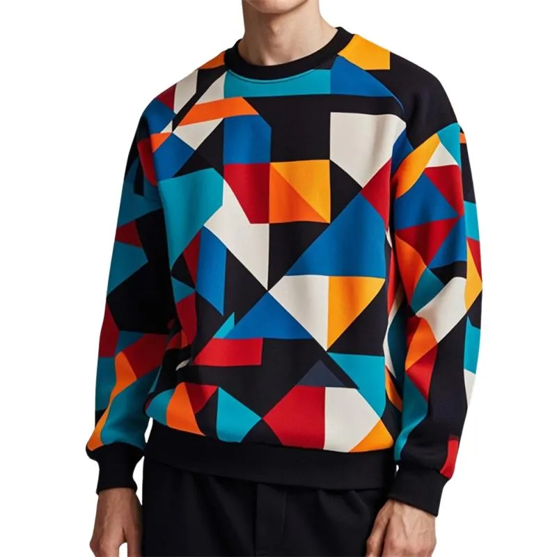 Men's Geometric Print Crew Neck Long Sleeve Sweatshirt 86189758Y sold by Manly