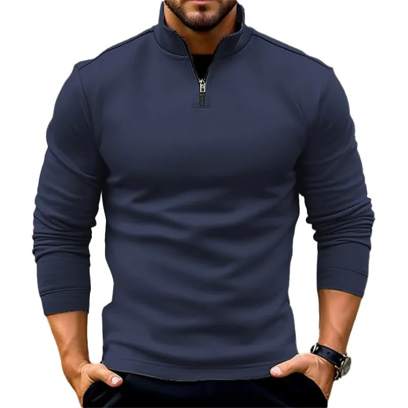 Men's Casual Solid Color Half-Zip Long-Sleeved Sweatshirt 98197397Y sold by Manly