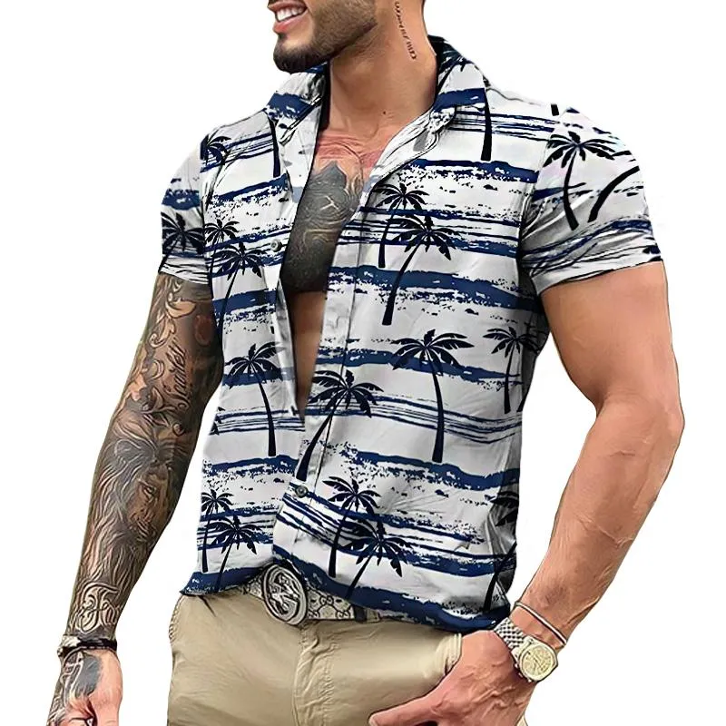 Men's Vintage Hawaiian Lapel Short Sleeve Shirt 98031753TO sold by Manly