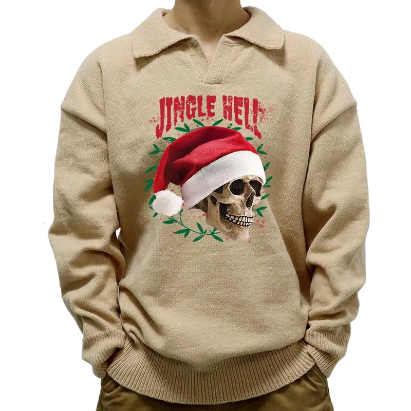 Men's Christmas Print Polo Collar Long Sleeve Pullover Sweater 47869632M sold by Manly product image thumbnail 4