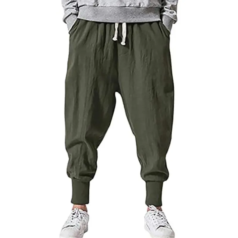 Men's Solid Color Loose Cotton And Linen Casual Pants 47038470Z sold by Manly
