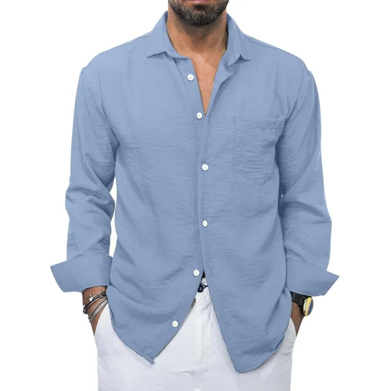 Men's Casual Pleated Lapel Patch Pocket Slim Fit Long Sleeve Shirt 17830829M sold by Manly