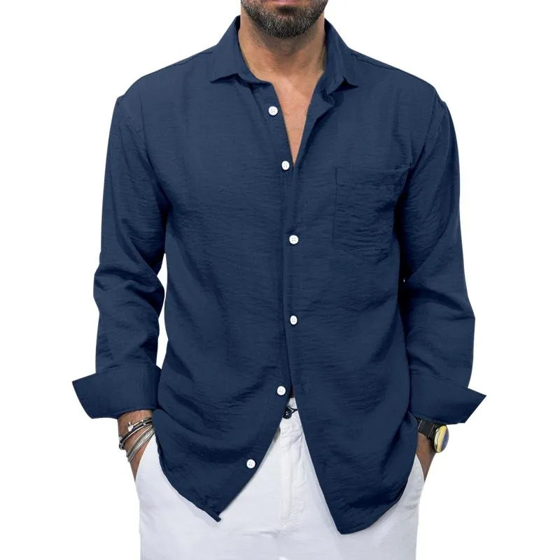 Men's Casual Pleated Lapel Patch Pocket Slim Fit Long Sleeve Shirt 17830829M sold by Manly product image thumbnail 3