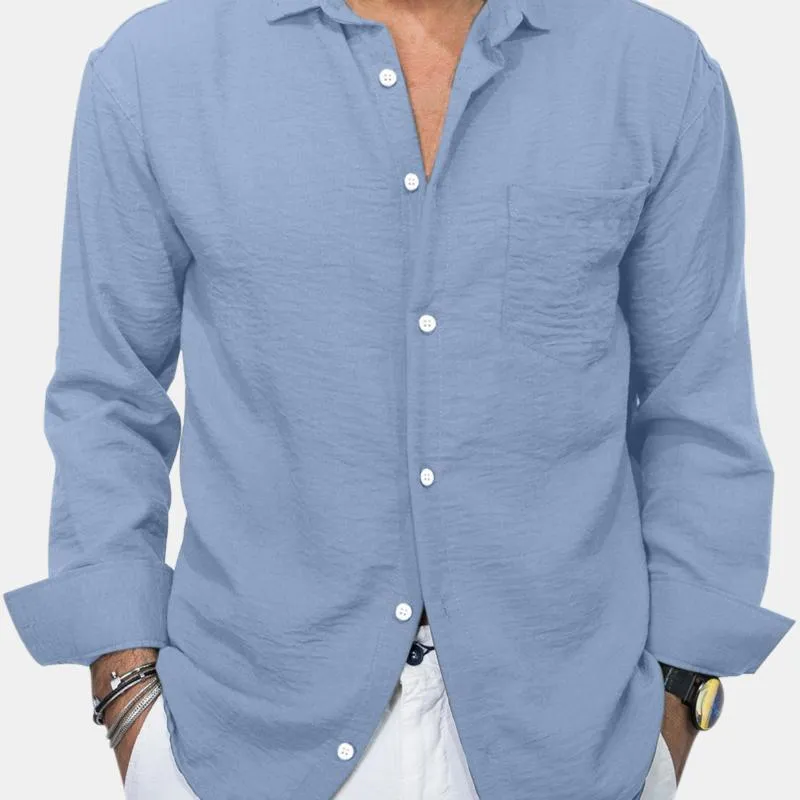 Men's Casual Pleated Lapel Patch Pocket Slim Fit Long Sleeve Shirt 17830829M sold by Manly product image thumbnail 2