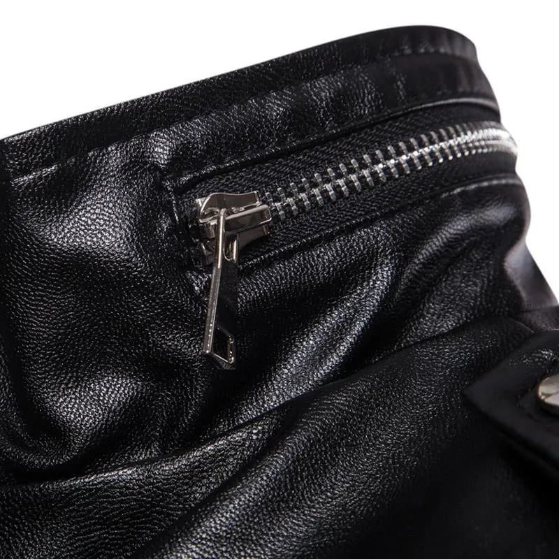 Men's Vintage Stand-Collar Four-Pocket Mid-Length Leather Jacket 33822867Y sold by Manly product image thumbnail 5