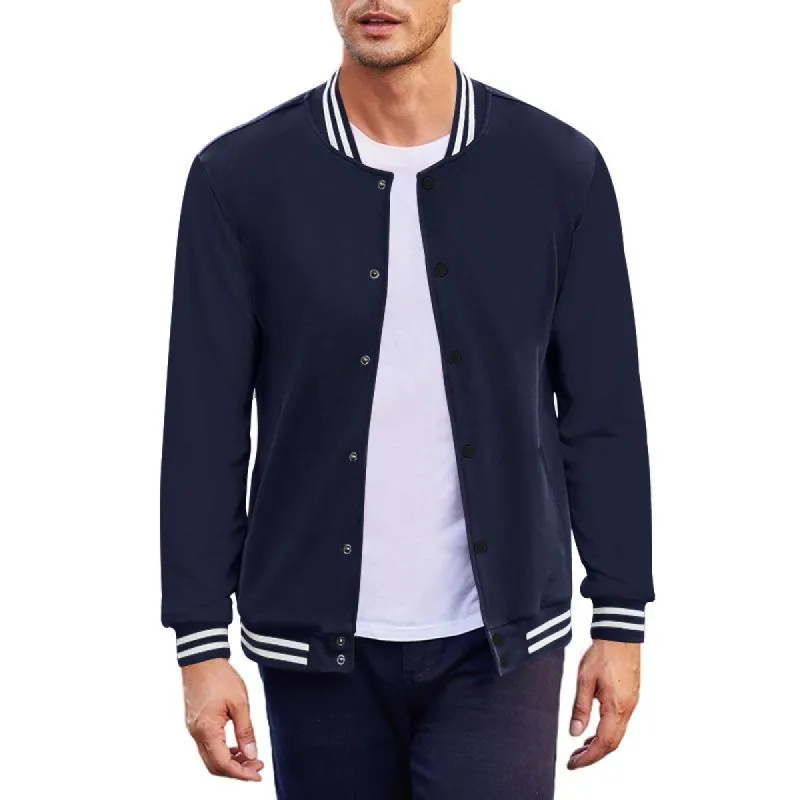 Men's Fashion Loose Stand Collar Single Breasted Baseball Jacket 27021350Z sold by Manly