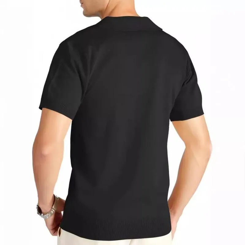 Men's Solid Color Knitted Lapel Short Sleeve Polo Shirt 17764510Z sold by Manly product image thumbnail 2