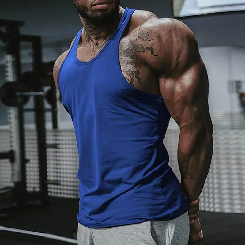 Men's Solid Color Round Neck Sleeveless Sports Fitness Tank Top 90961313Z sold by Manly product image thumbnail 2