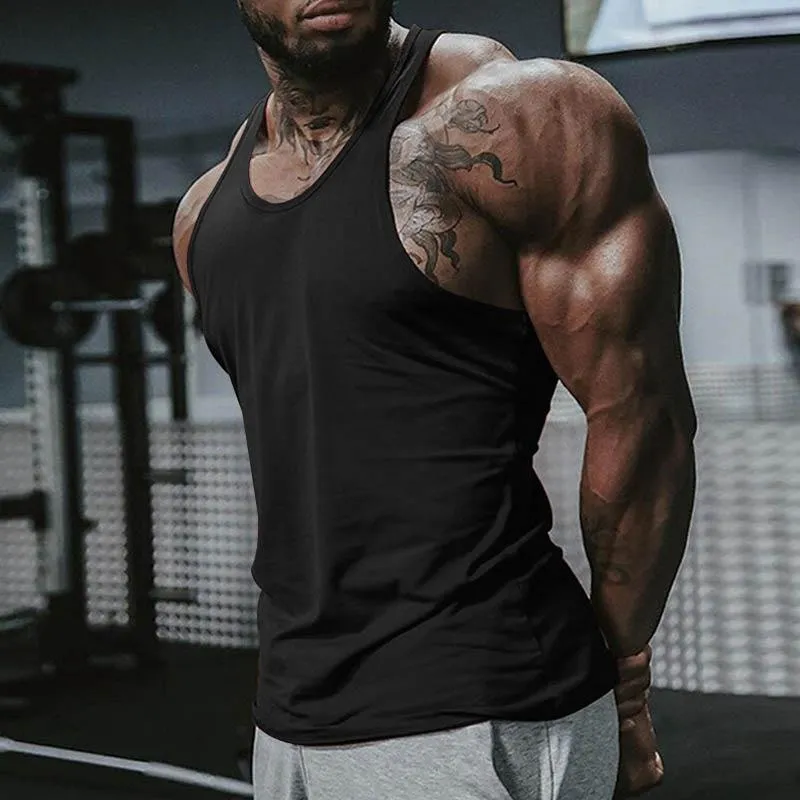 Men's Solid Color Round Neck Sleeveless Sports Fitness Tank Top 90961313Z sold by Manly product image thumbnail 3