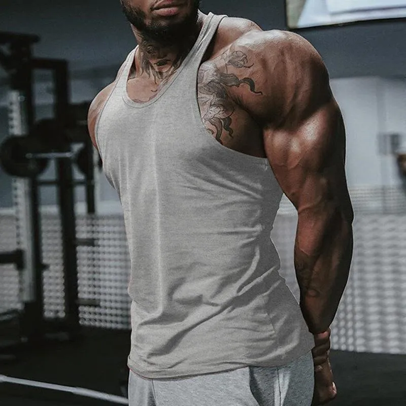 Men's Solid Color Round Neck Sleeveless Sports Fitness Tank Top 90961313Z sold by Manly product image thumbnail 5