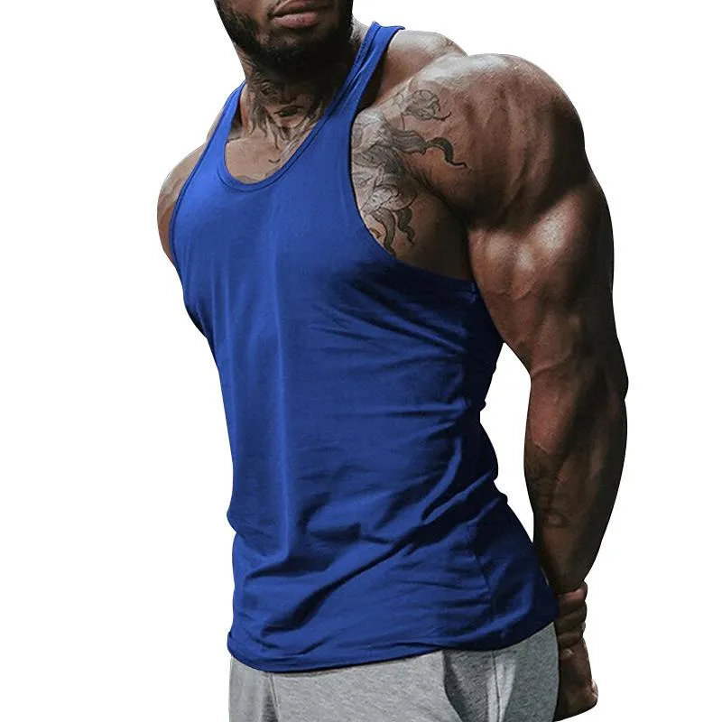 Men's Solid Color Round Neck Sleeveless Sports Fitness Tank Top 90961313Z sold by Manly