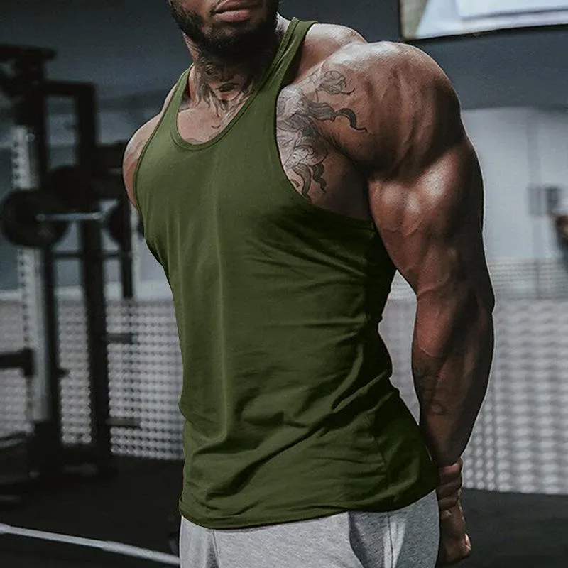 Men's Solid Color Round Neck Sleeveless Sports Fitness Tank Top 90961313Z sold by Manly product image thumbnail 4